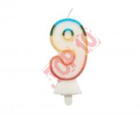 SW-CBB9 ŚWIECZKA CYFERKA "9" TĘCZOWA BIO BROKAT 8.5cm