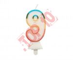 SW-CBB9 ŚWIECZKA CYFERKA "9" TĘCZOWA BIO BROKAT 8.5cm