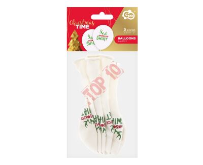 GZ-WSW5 BALONY WESOŁYCH ŚWIĄT ( Z ROGAMI ) 12'' / 5 szt.  - 2