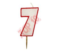 CYFERKA MINI Z BROKATEM CZERWONY KONTUR "7" SW-RSG7