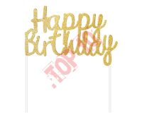 PF-DPHZ DEKORACJA PAPIEROWA B&C "HAPPY BIRTHDAY", ZŁOTA, 11x14 cm