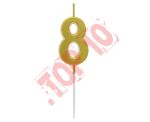 BH-SPZ8 ŚWIECZKA CYFERKA ''8'', METALICZNA ZŁOTA, PIKER B&C