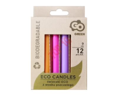 PF-SEKO ŚWIECZKI URODZINOWE ECO Z WOSKU PSZCZELEGO, 9x1cm, 12 szt. - 2