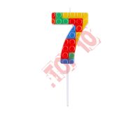BH-SPK7 ŚWIECZKA PIKER KLOCKI CYFERKA "7" WIELOKOLOROWA