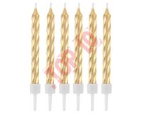 SF-SZZL ŚWIECZKI B&C ZAKRĘCONE ZŁOTE, 8CM, 12/12