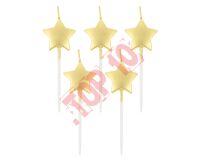 ŚWIECZKI PIKERY GWIAZDKI, METALICZNE ZŁOTE, 5 SZT. PF-SPGZ