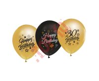 GP-ZC30 BALONY B&C Z NADRUKIEM "30" ZŁOTE I CZARNE 12" / 5 szt.