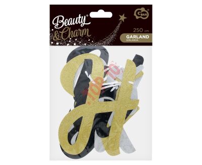 PF-GHNY GIRLANDA PAPIEROWA B&C HAPPY NEW YEAR, BROKATOWA, 250cm - 2