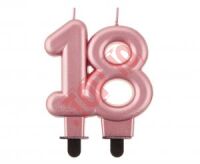 PF-SCRZ18 ŚWIECZKA B&C CYFERKA ''18'', METALIK RÓŻOWO-ZŁOTA, 8 CM