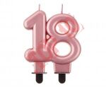 PF-SCRZ18 ŚWIECZKA B&C CYFERKA ''18'', METALIK RÓŻOWO-ZŁOTA, 8 CM