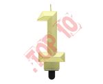 PF-SDZ1 ŚWIECZKA CYFERKA "1" DIAMENT, METALIK ZŁOTY 7.6 CM
