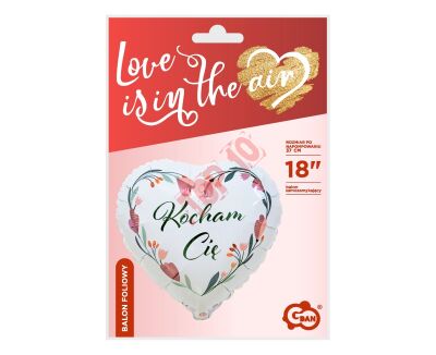 FG-SKCB BALON FOLIOWY KOCHAM CIĘ (BIAŁE SERCA) 18