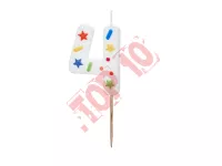 SCU11-4 Świeczka urodzinowa Cyfra ''4'', biała konfetti, 5.5cm